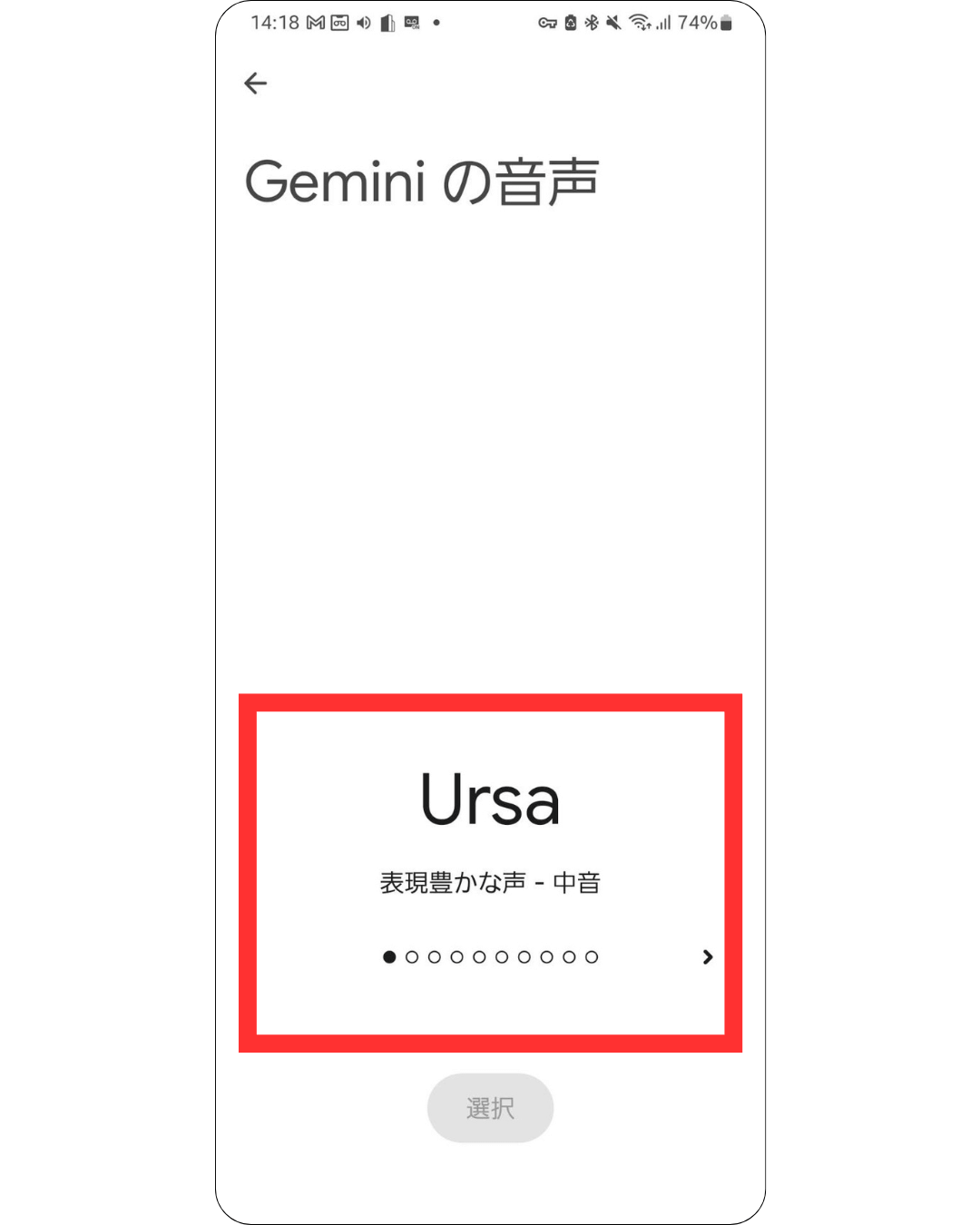 10種類の音声から試聴して選択Gemini
