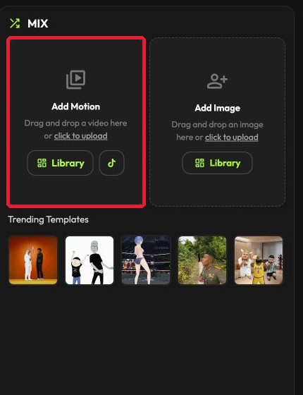 MIX画面の「Add Motion」の読み込み欄